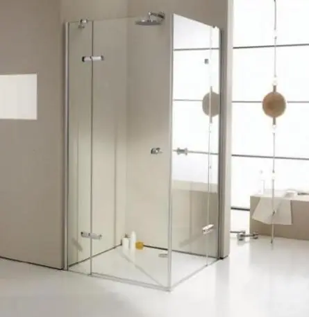 Huppe Enjoy Elegance Wejście narożnikowe, drzwi skrzydłowe ze stałymi segmentami, montaż na brodziku, częściowo w ramie - 80/200 srebrny matowy Szkło przezroczyste Anti-Plaque 3T33