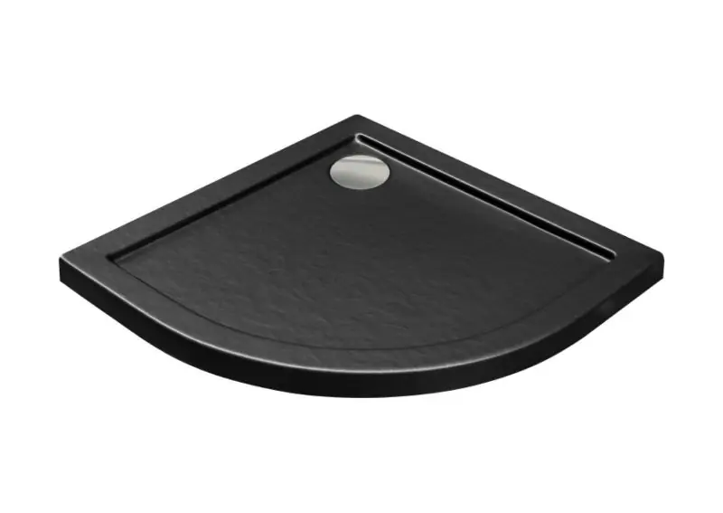Besco Aron SlimLine Stone Effect New Brodzik półokrągły 80x80 cm czarny BAA-80-NR-CN