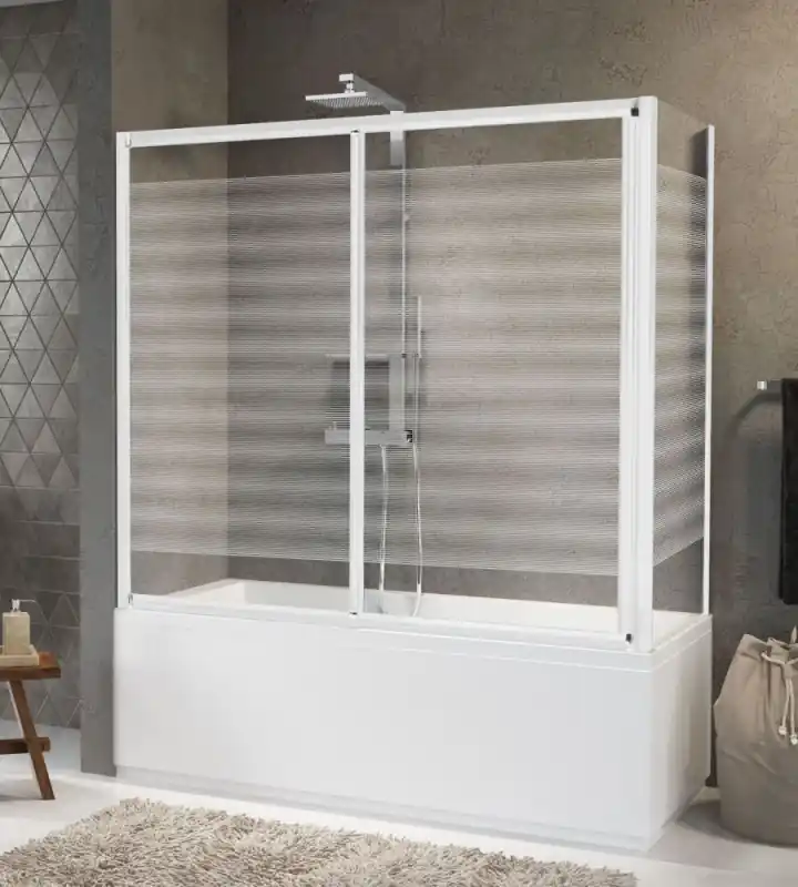 Novellini Aurora 2PV4 Parawan dwuczęściowy przesuwny 156-162x150 cm profile białe szkło przezroczyste AURORA2PV156-1A