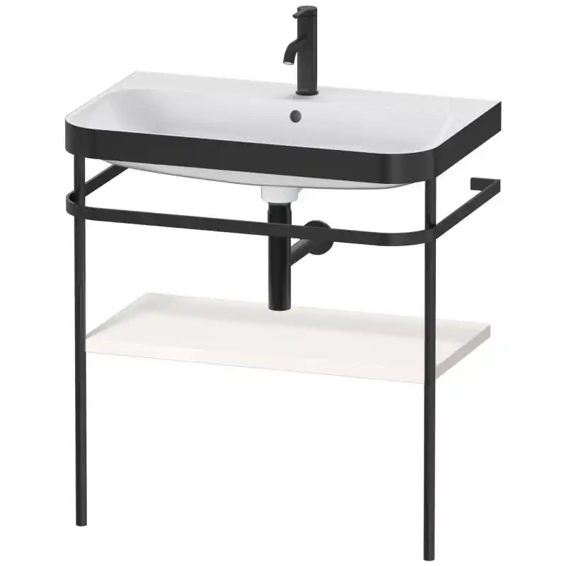 Duravit Happy D.2 Plus Umywalka meblowa c-bonded z konsolą 77,5x85 cm z 1 otworem na baterię czarny mat/biały HP4737O2222