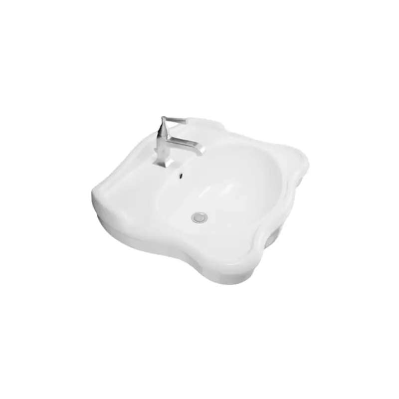 Axa Contea Umywalka ścienna 64x48 cm z korkiem Click-clack i postumentem Biały połysk 0603101+0604001+AF0015