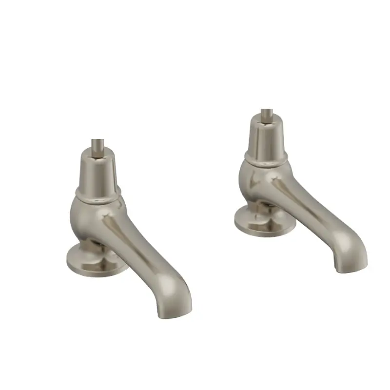 Burlington Bateria umywalkowa 2-otworowa z głowicą ceramiczną bez pokręteł Brushed Nickel T6_QTBNKL