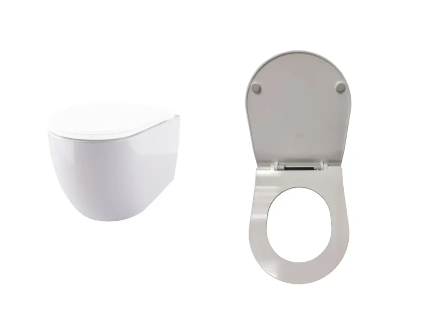 Hidra Tour 4.0 Miska wisząca bezrantowa z deską wolnoopadającą slim 52,5x36,5 cm biały połysk TUWR40.001+TUZQ40.001