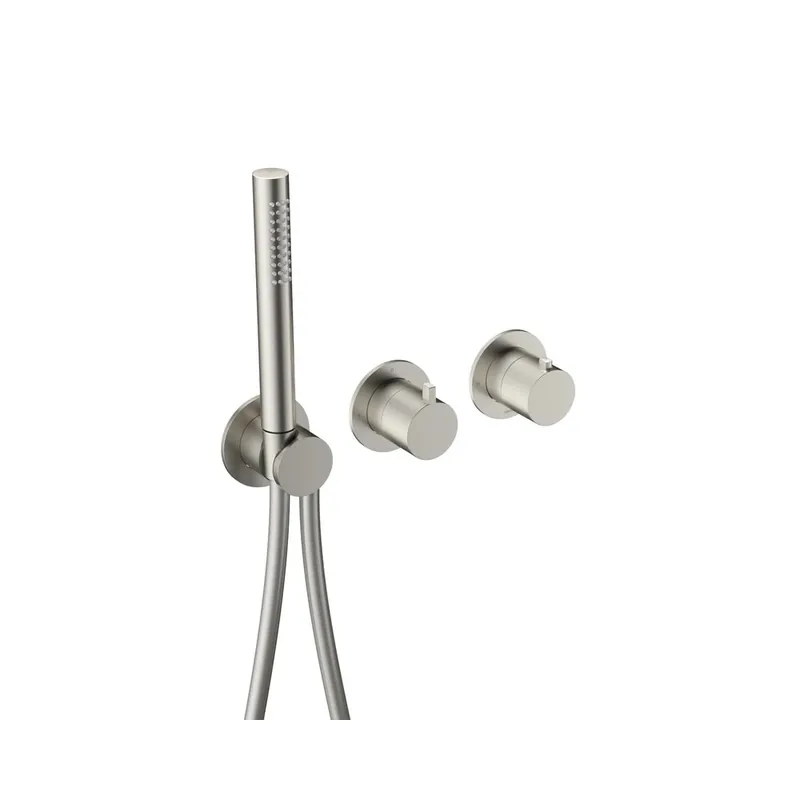 Hotbath Ace Bateria natryskowa termostatyczna podtynkowa, z dwoma zaworami i słuchawką prysznicową - element zewnętrzny Brushed Nickel AC071.GN