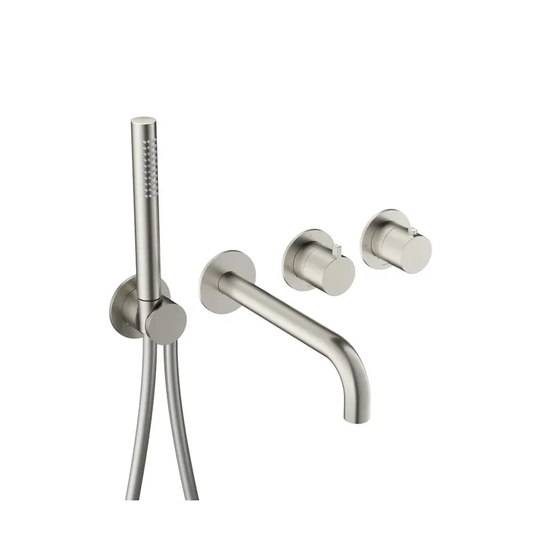Hotbath Ace Bateria wannowa termostatyczna podtynkowa z wylewką i słuchawką prysznicową 2-drożna - element zewnętrzny Brushed Nickel AC072.GN
