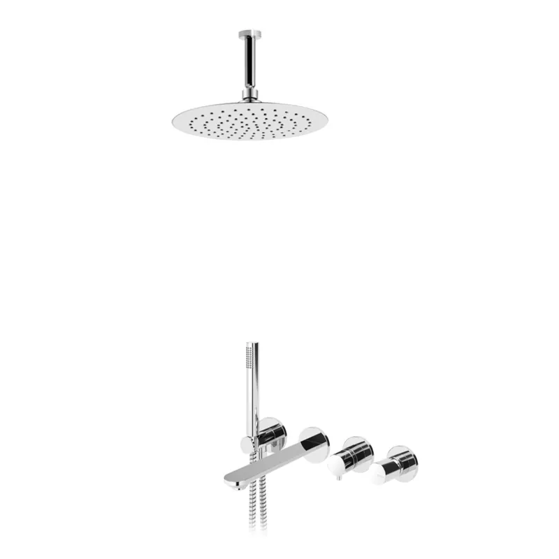 Bruma Adagio Bateria podtynkowa wannowo-natryskowa z deszczownicą Ø 250 mm sufitową i słuchawką prysznicową Chrom 1933521CR